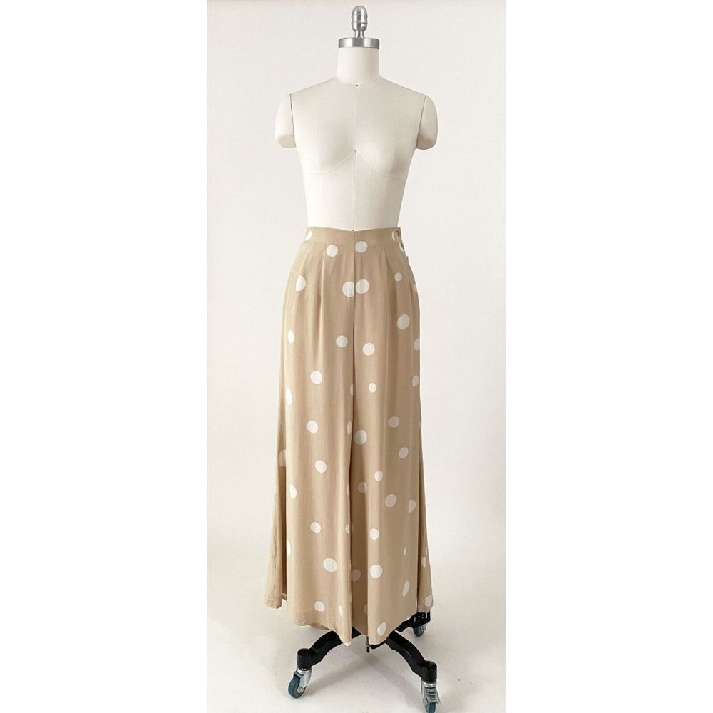 J. Peterman Silk Palazzo Pants Polka Dot High Waisted size 8 - Picture 2 of 6